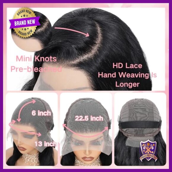 30 Inch Body Wave Lace Front Wig Human Hair 200 Density Glueless Pre Plucked
